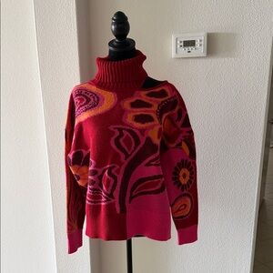 Floral Patterned Red Sweater farm Rio